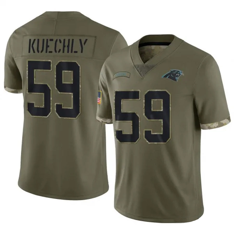 C.Panthers #59 Luke Kuechly Player Salute To Service Olive Football Jerseys