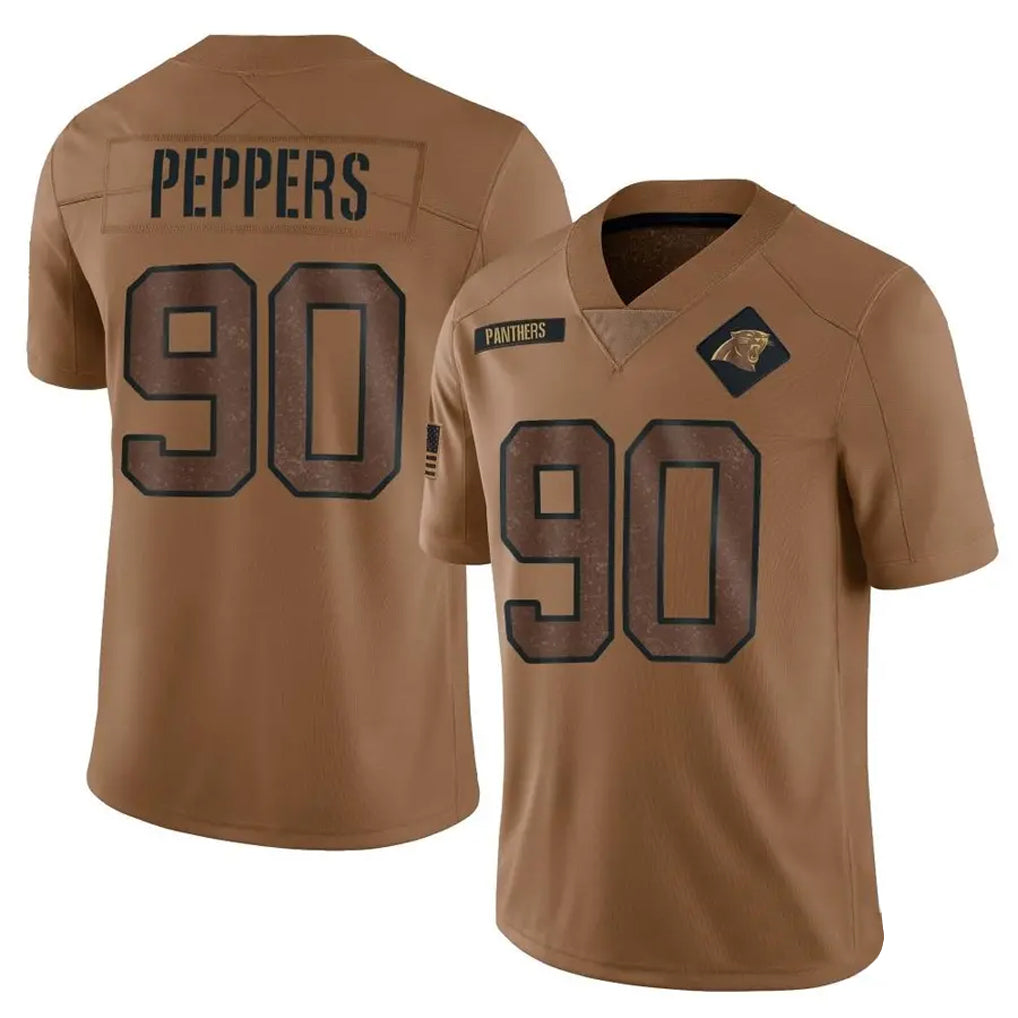 C.Panthers #90 Julius Peppers Player Brown Salute To Service Limited Football Jerseys