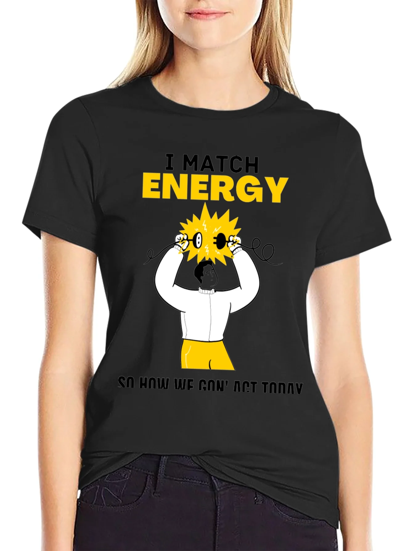 I Match Energy Graphic T-Shirt - Cotton Blend Black