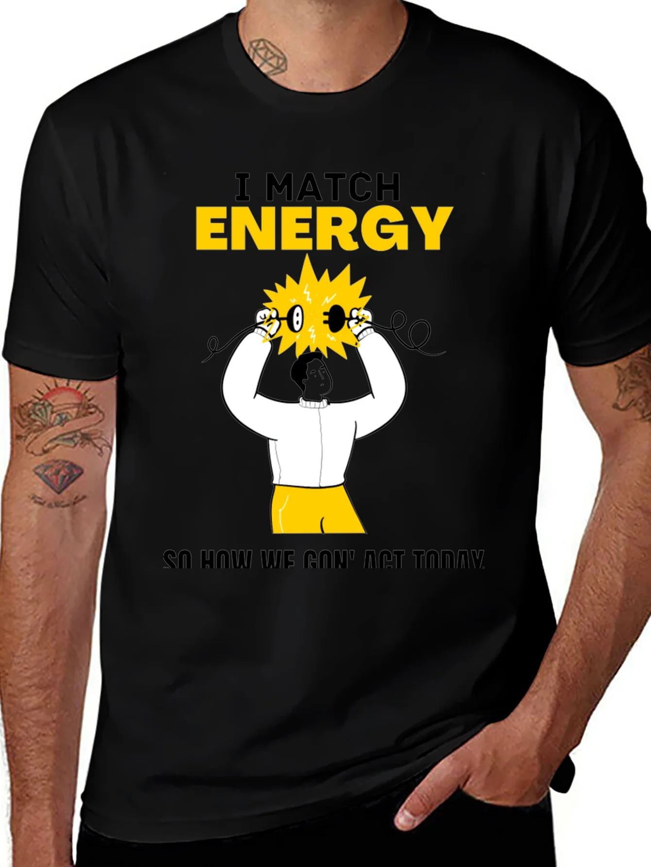 I Match Energy Graphic T-Shirt - Cotton Blend Black