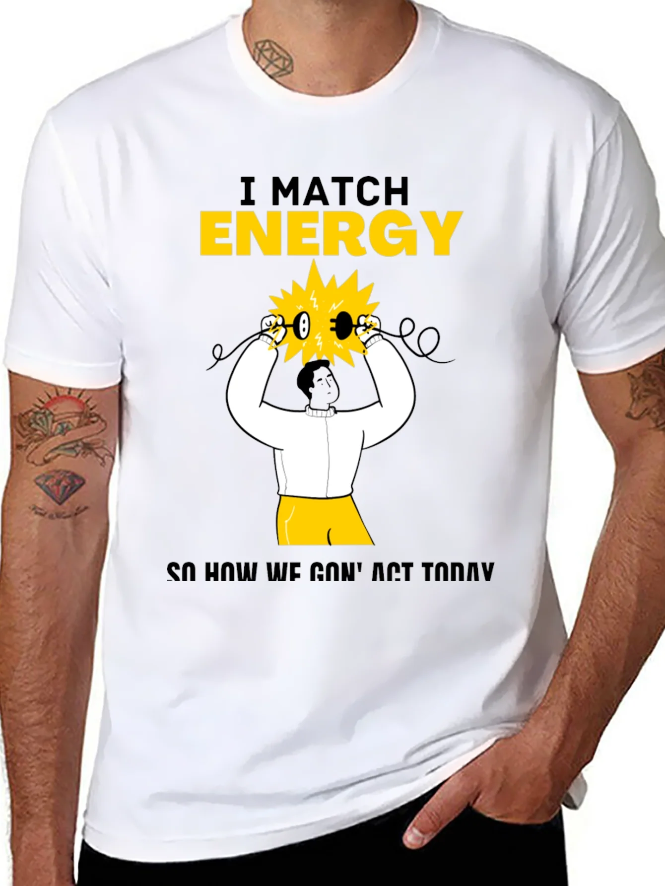 I Match Energy Graphic T-Shirt - Cotton Blend Black