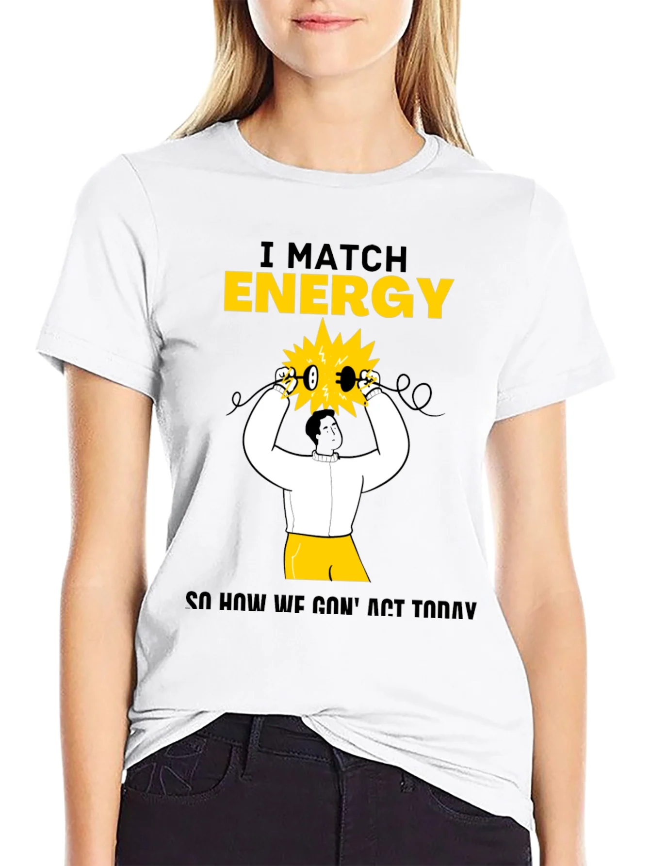 I Match Energy Graphic T-Shirt - Cotton Blend Black