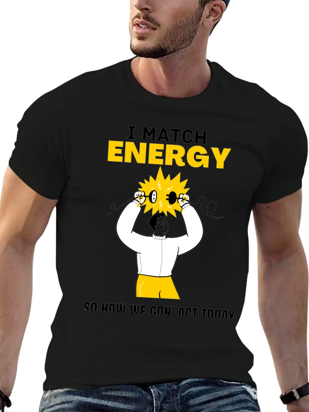 I Match Energy Graphic T-Shirt - Cotton Blend Black