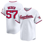 Cleveland Guardians #57 Shane Bieber White Home Limited Stitched Baseball Jersey