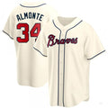 Atlanta Braves #34 Abcneam Almonte Cream Alternate Jersey Stitches Baseball Jerseys