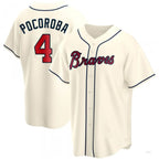 Atlanta Braves #4 Biff Pocoroba Cream Alternate Jersey Jersey Stitches Baseball Jerseys