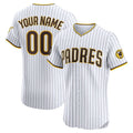 Custom San Diego Padres Home Elite Sponsor Patch Jersey ¨C White Stitched Baseball Jersey