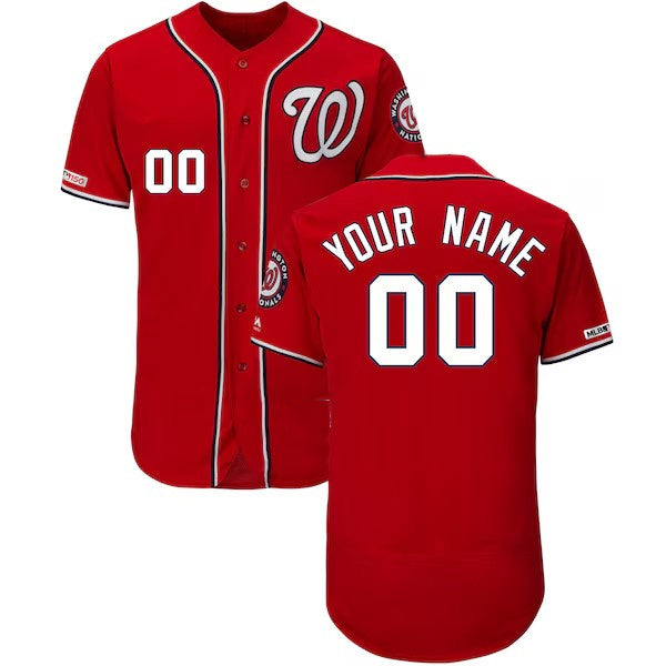 Custom Washington Nationals Alternate Scarlet Flex Base Stitched Baseball Jersey