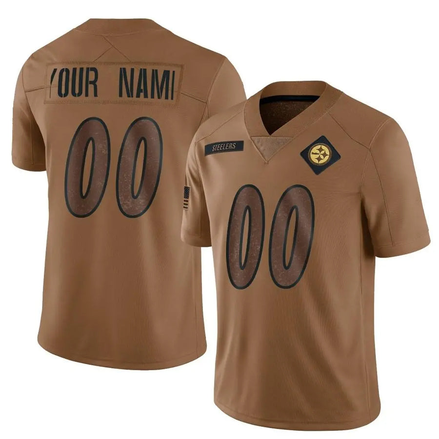 Custom P.Steelers Brown Salute To Service Limited Football Jerseys