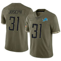 D.Lions #31 Kerby Joseph Player Salute To Service Olive Football Jerseys