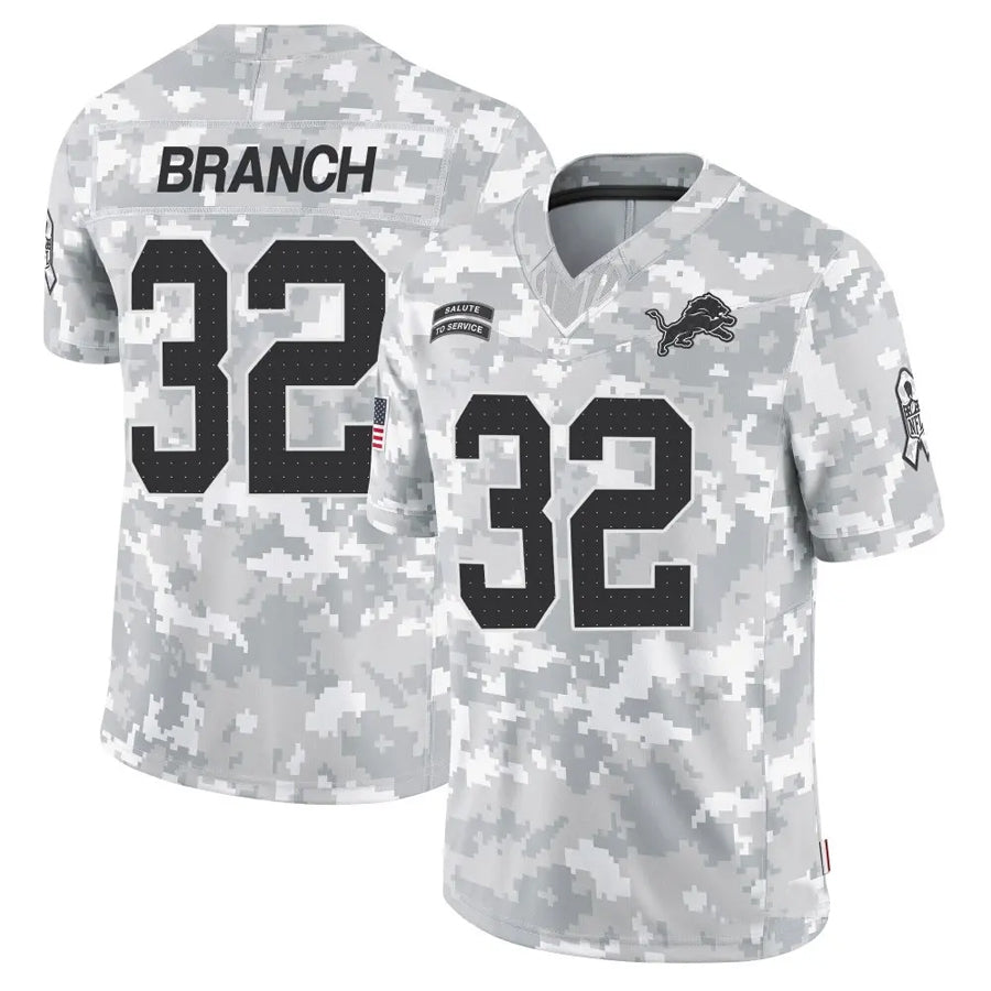 D.Lions #32 Brian Branch Player Arctic Camo Salute to Service Limited Football Jerseys