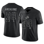 D.Lions #34 Alex Anzalone Player Black REFLECTIVE Limited Football Jerseys
