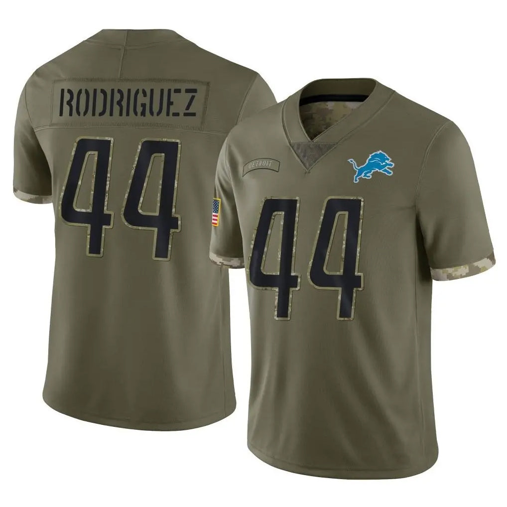 D.Lions #44 Malcolm Rodriguez Player Salute To Service Limited Olive Football Jerseys