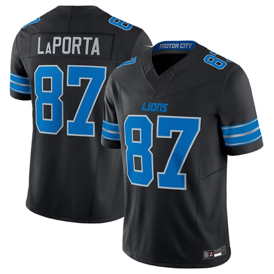 D.Lions #87 Sam LaPorta Player BLACK Home Limited Game Football Jerseys