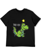 Tree Rex Dinosaur Christmas Black T-Shirt
