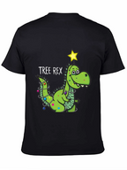 Tree Rex Dinosaur Christmas Black T-Shirt
