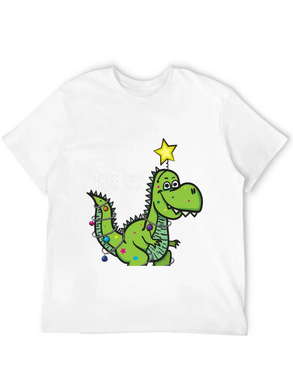 Tree Rex Dinosaur Christmas Black T-Shirt