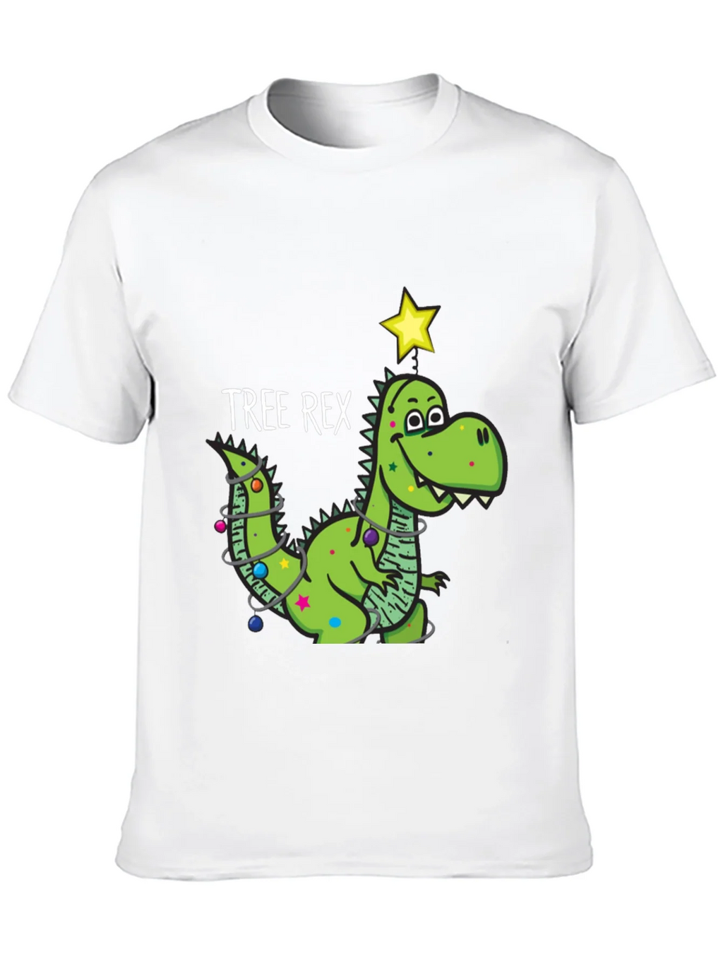 Tree Rex Dinosaur Christmas Black T-Shirt