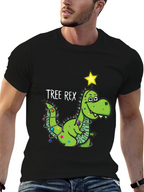 Tree Rex Dinosaur Christmas Black T-Shirt