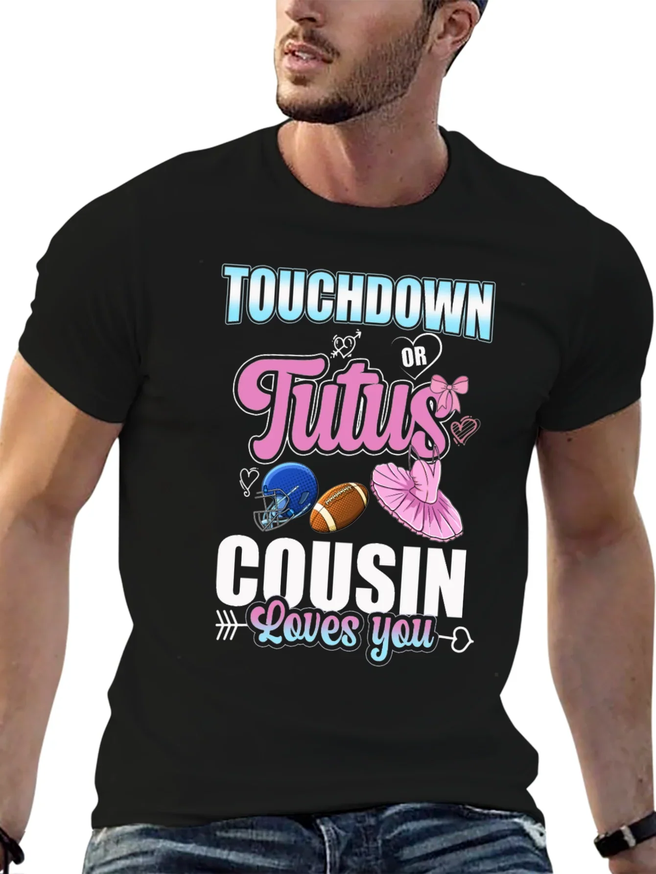 Touchdown or Tutus Cousin Gender Reveal T-Shirt