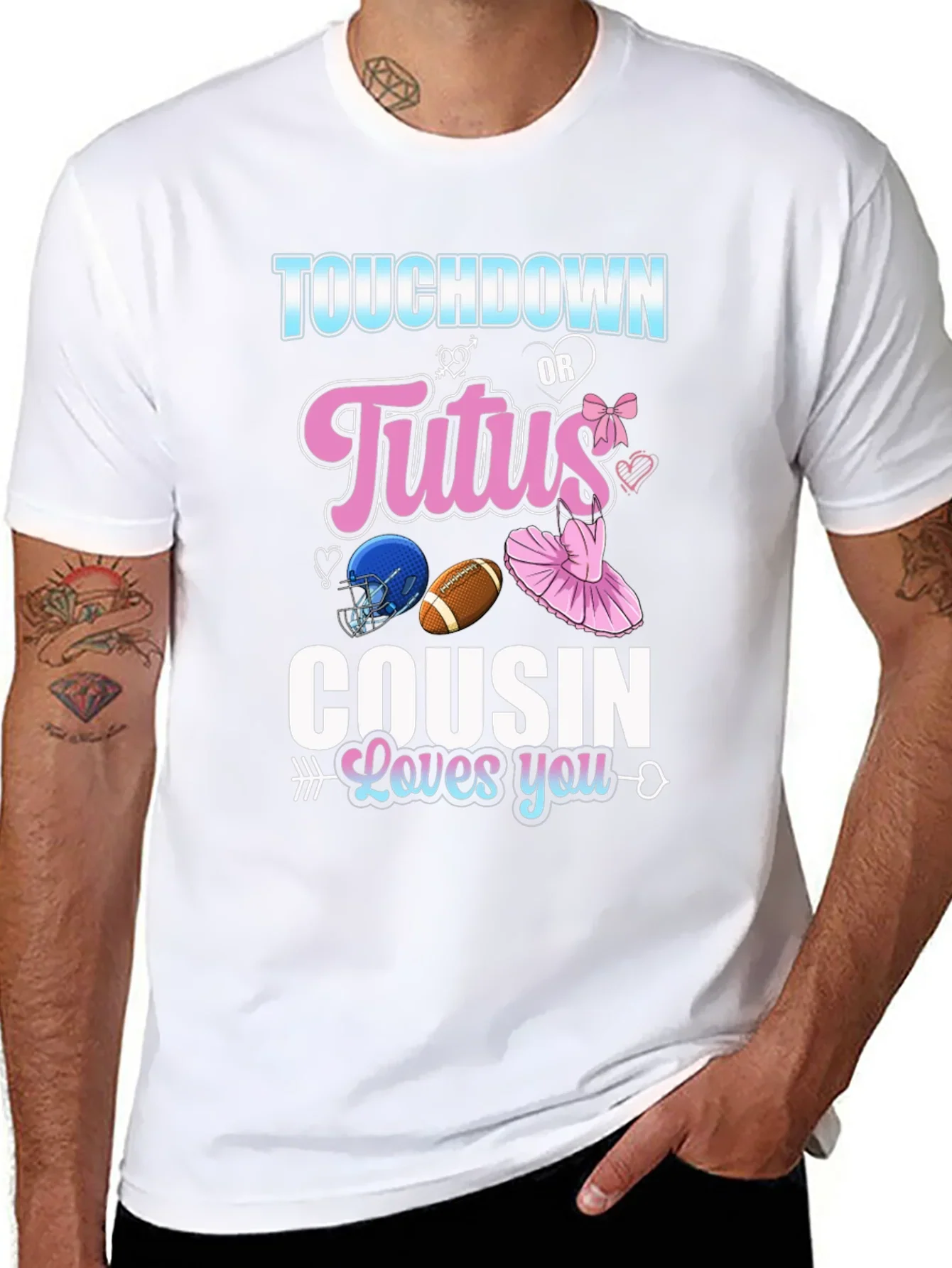 Touchdown or Tutus Cousin Gender Reveal T-Shirt