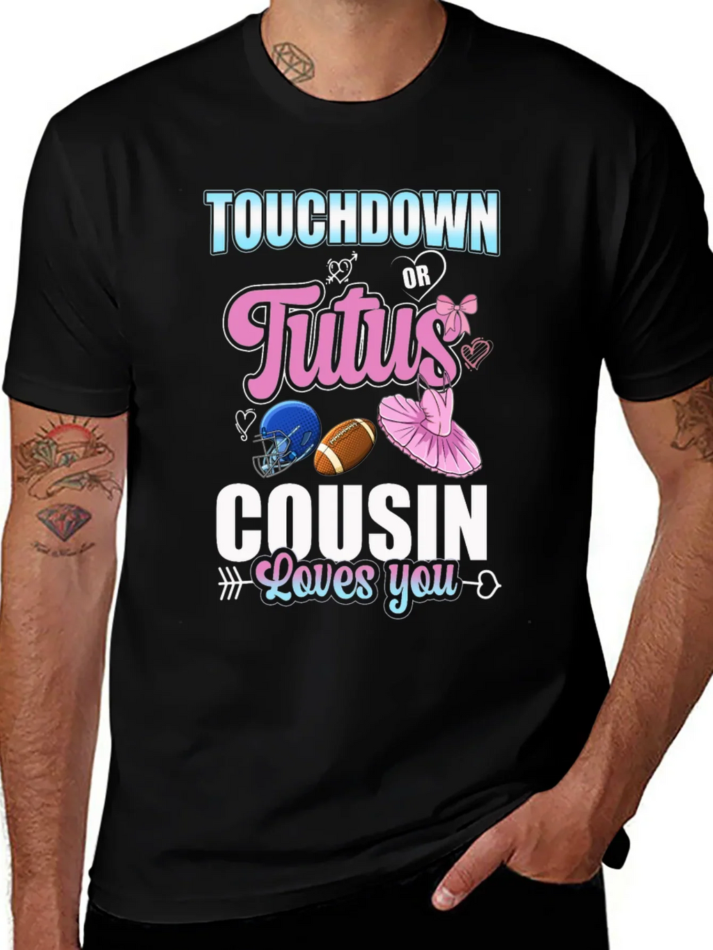 Touchdown or Tutus Cousin Gender Reveal T-Shirt