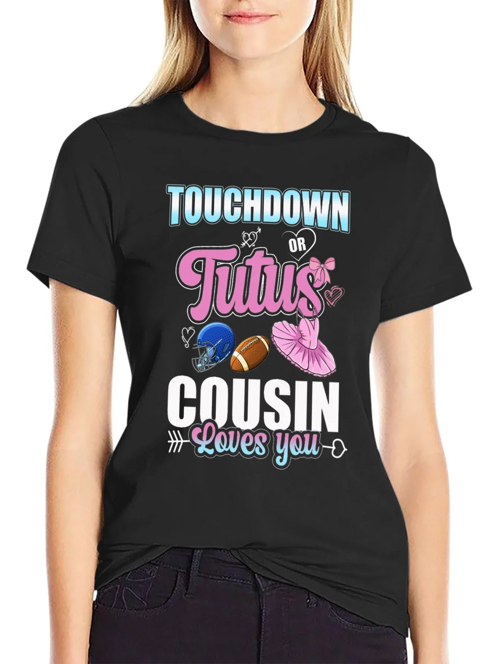 Touchdown or Tutus Cousin Gender Reveal T-Shirt