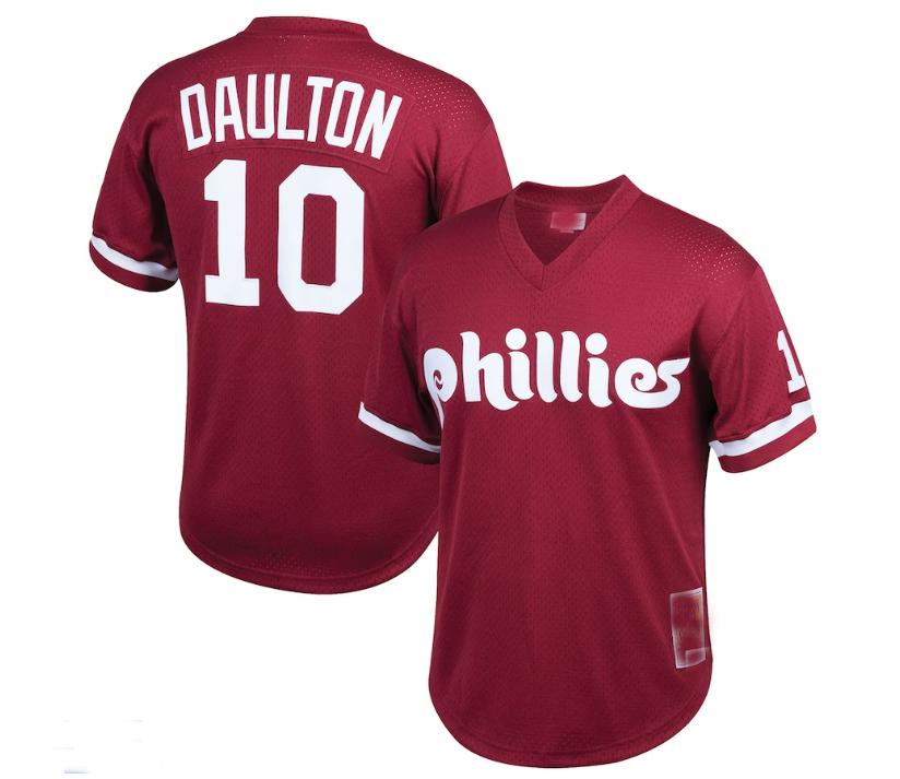 Philadelphia Phillies #10 Darren Daulton  Cooperstown Collection Mesh Batting Practice Jersey - Burgundy Baseball Jerseys