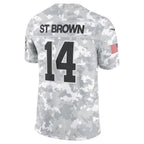 D.Lions #14 Amon-Ra St. Brown Player Arctic Camo Salute to Service Limited Stitched American Football Jerseys
