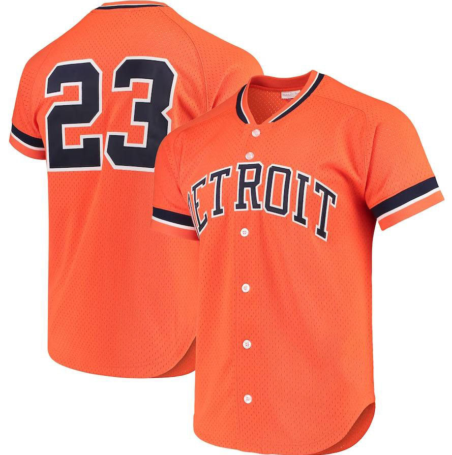 Detroit Tigers #23 Kirk Gibson Orange  Cooperstown Collection Mesh Batting Practice Button-Up Jersey Baseball Jerseys