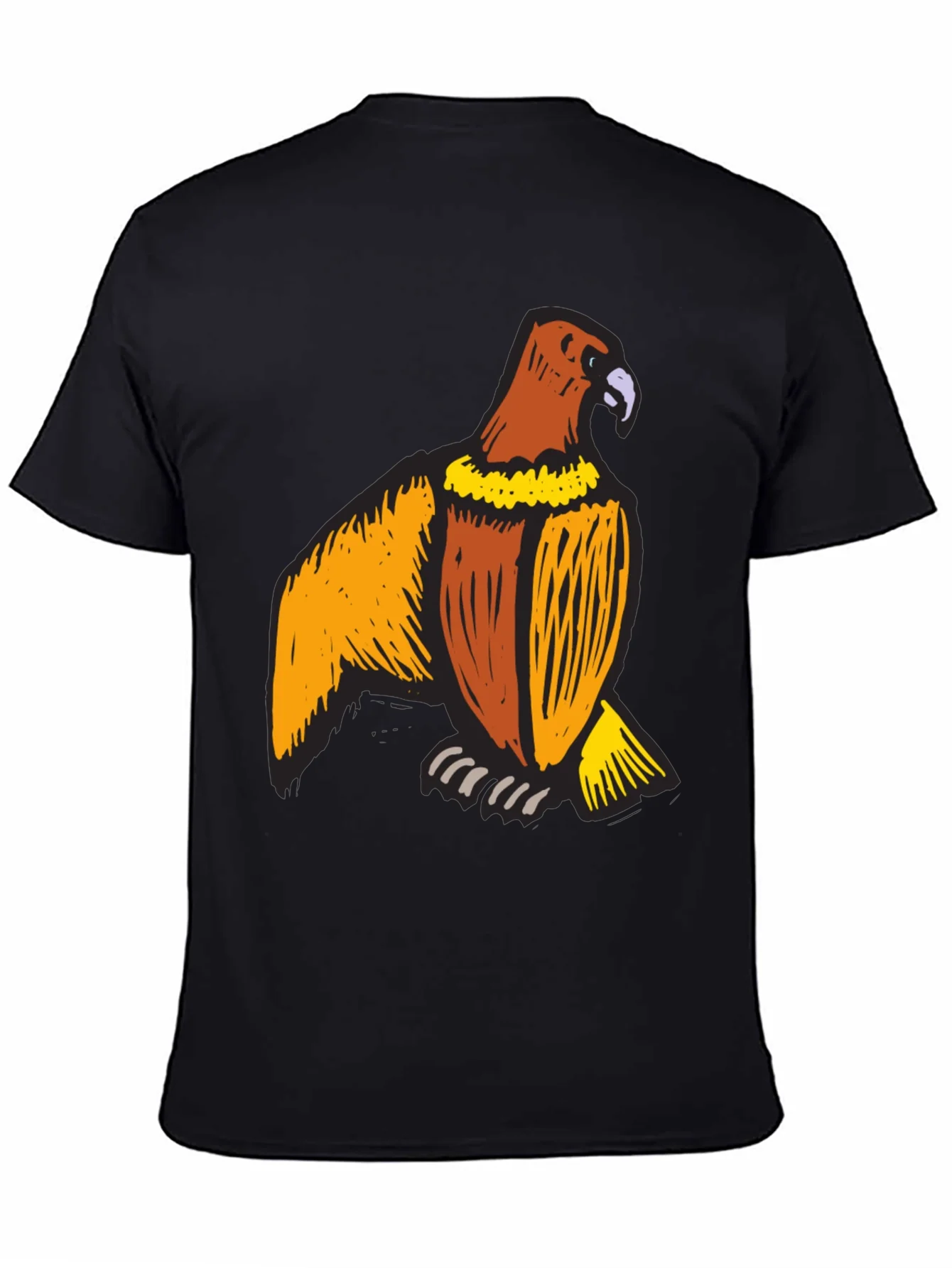 Mens Black T-Shirt with Eagle Print