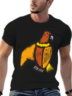 Mens Black T-Shirt with Eagle Print
