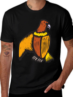 Mens Black T-Shirt with Eagle Print