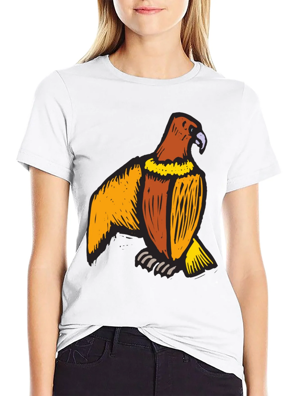 Mens Black T-Shirt with Eagle Print