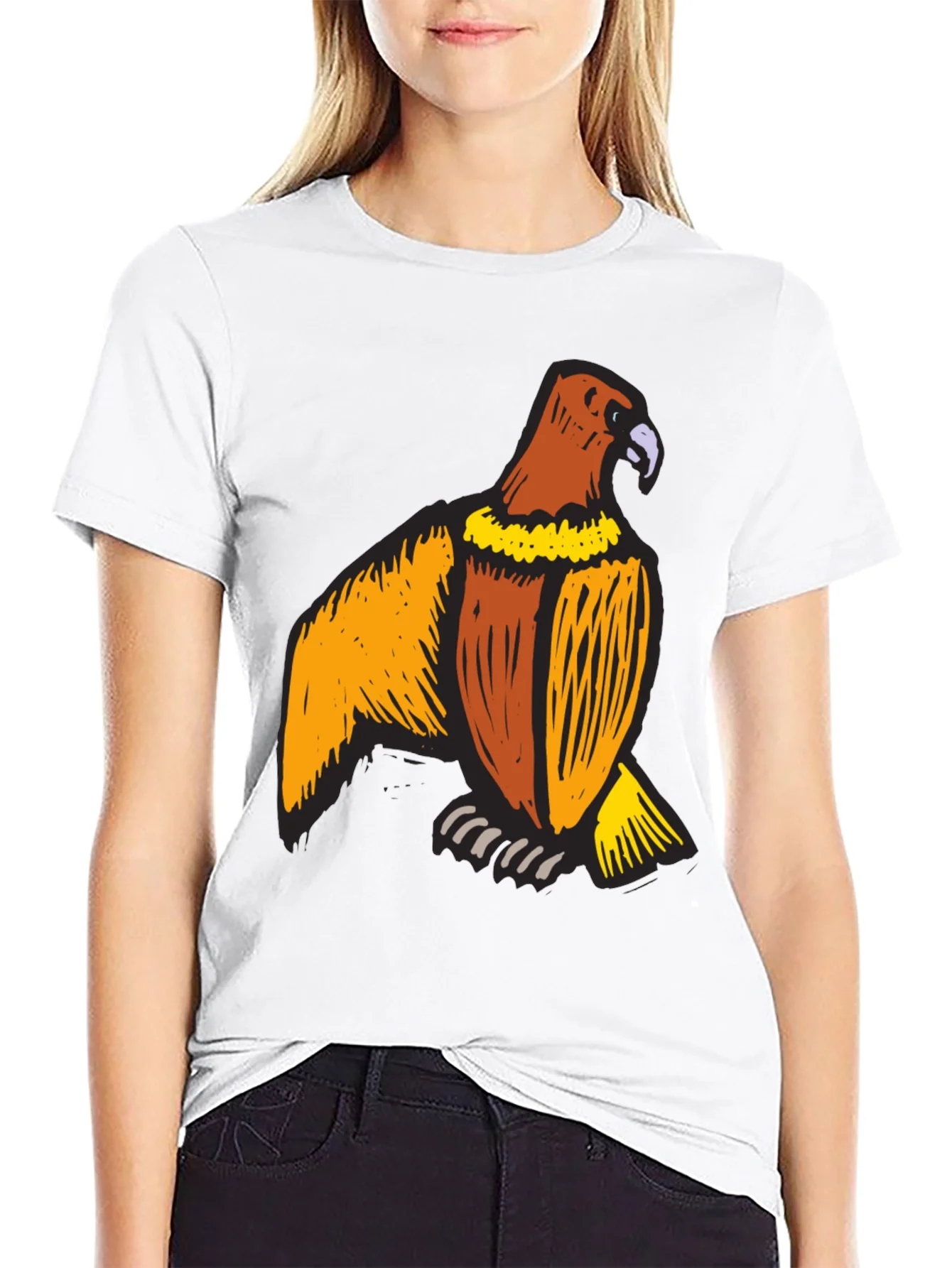 Mens Black T-Shirt with Eagle Print
