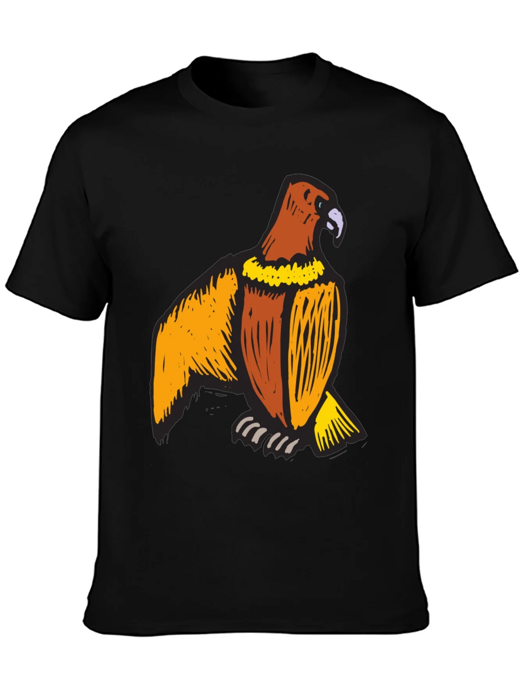 Mens Black T-Shirt with Eagle Print