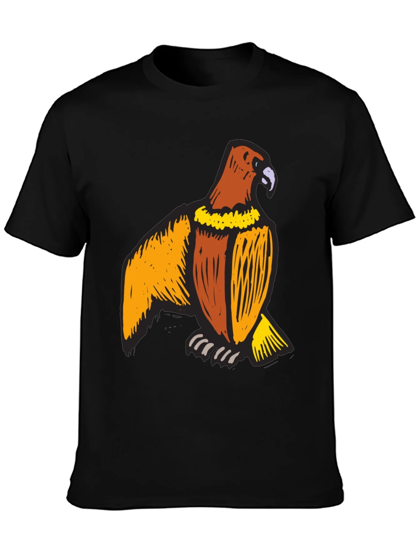 Mens Black T-Shirt with Eagle Print