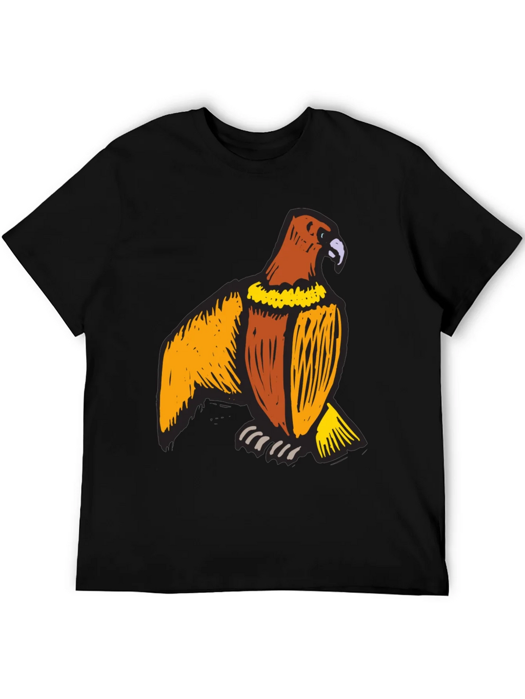 Mens Black T-Shirt with Eagle Print