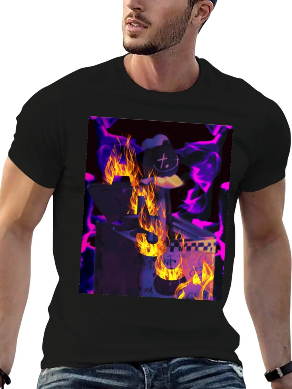 Fiery DJ Graphic Tee - Burning Beats T-Shirt