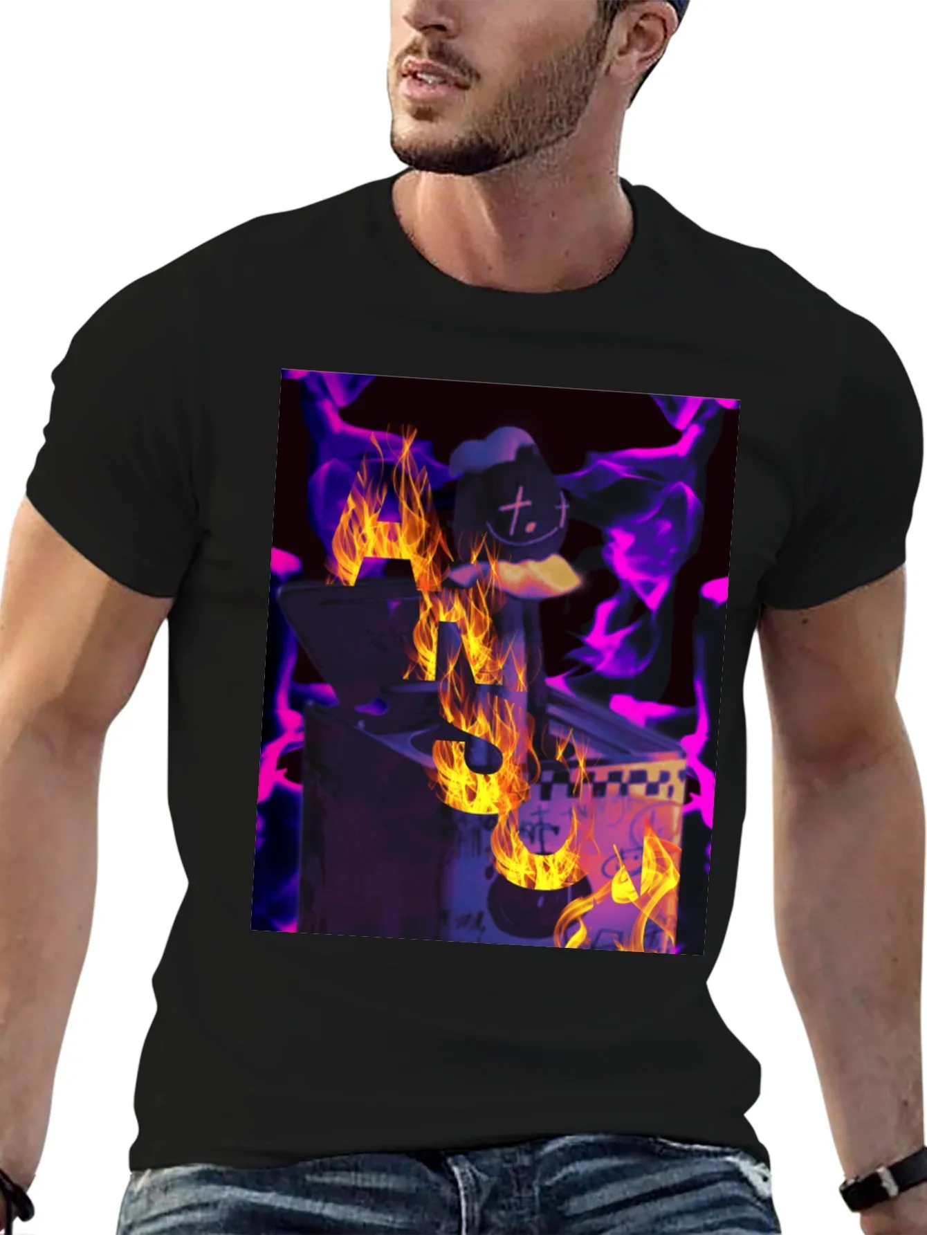 Fiery DJ Graphic Tee - Burning Beats T-Shirt