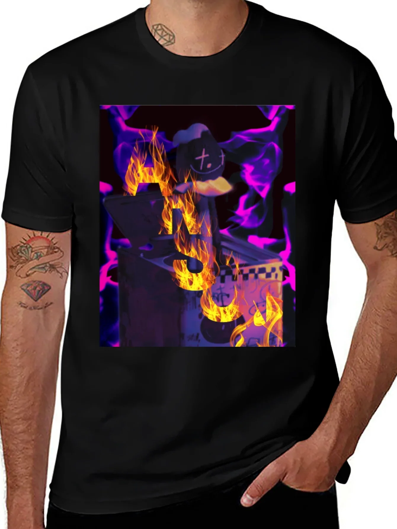 Fiery DJ Graphic Tee - Burning Beats T-Shirt