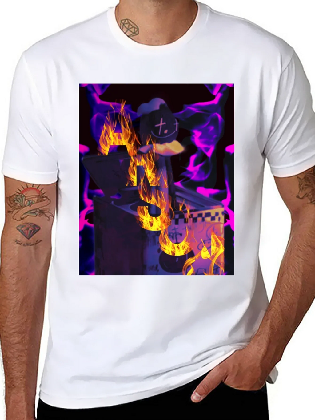 Fiery DJ Graphic Tee - Burning Beats T-Shirt