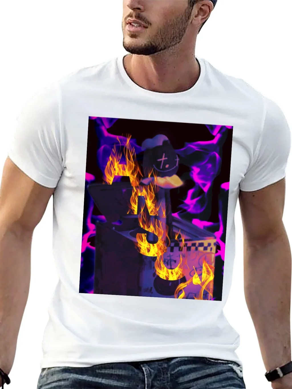 Fiery DJ Graphic Tee - Burning Beats T-Shirt
