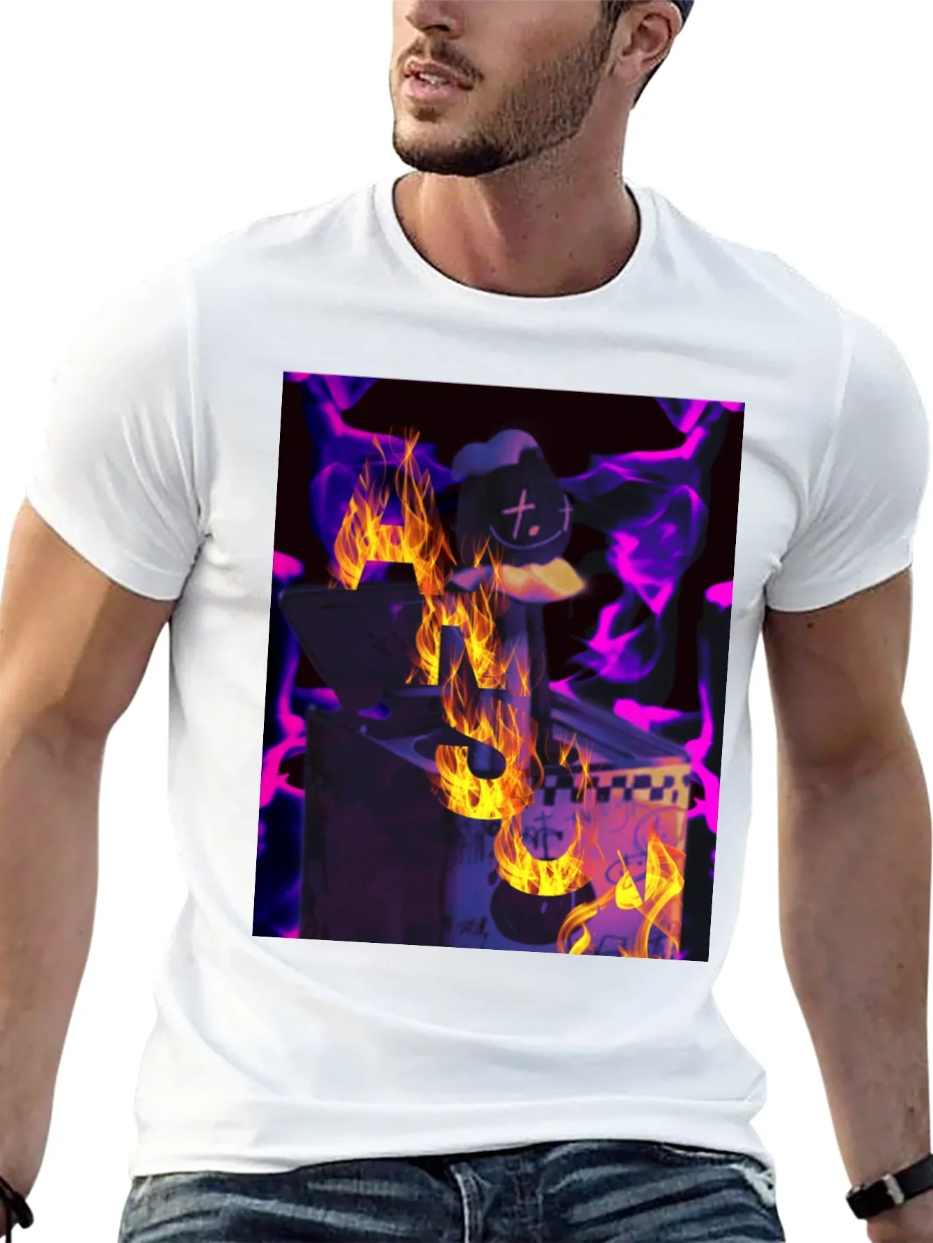 Fiery DJ Graphic Tee - Burning Beats T-Shirt