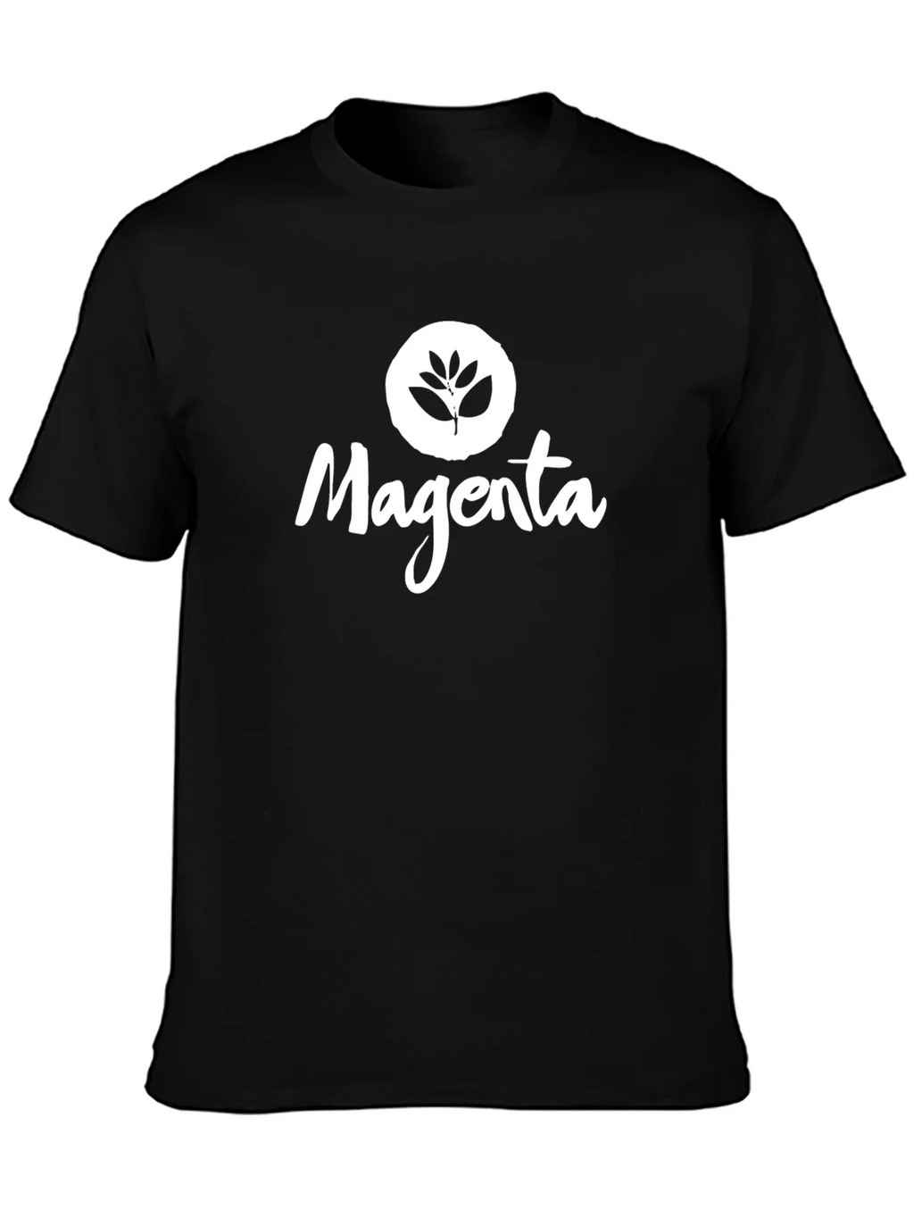 Magenta Leaf Logo Black T-Shirt