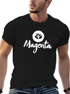 Magenta Leaf Logo Black T-Shirt