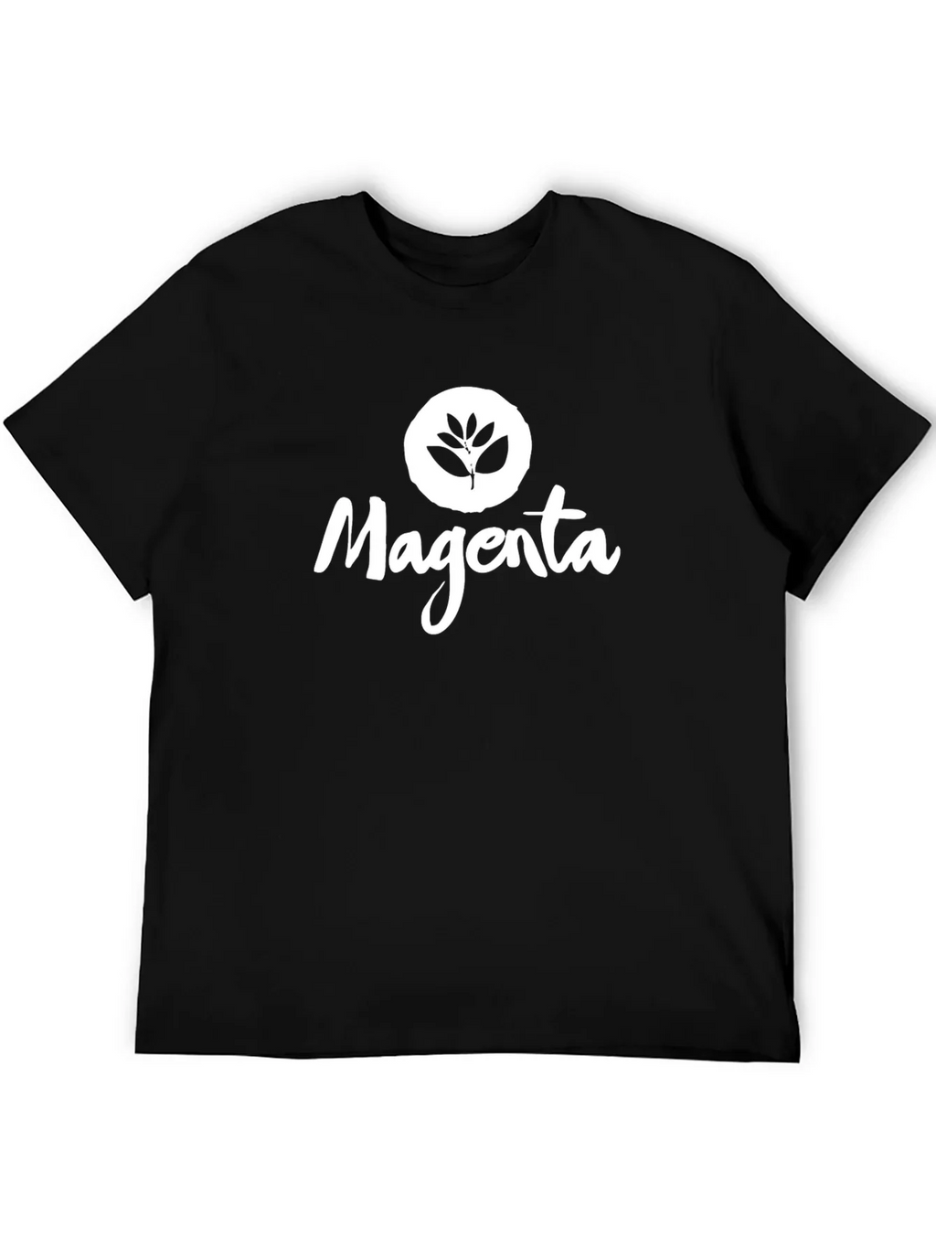 Magenta Leaf Logo Black T-Shirt