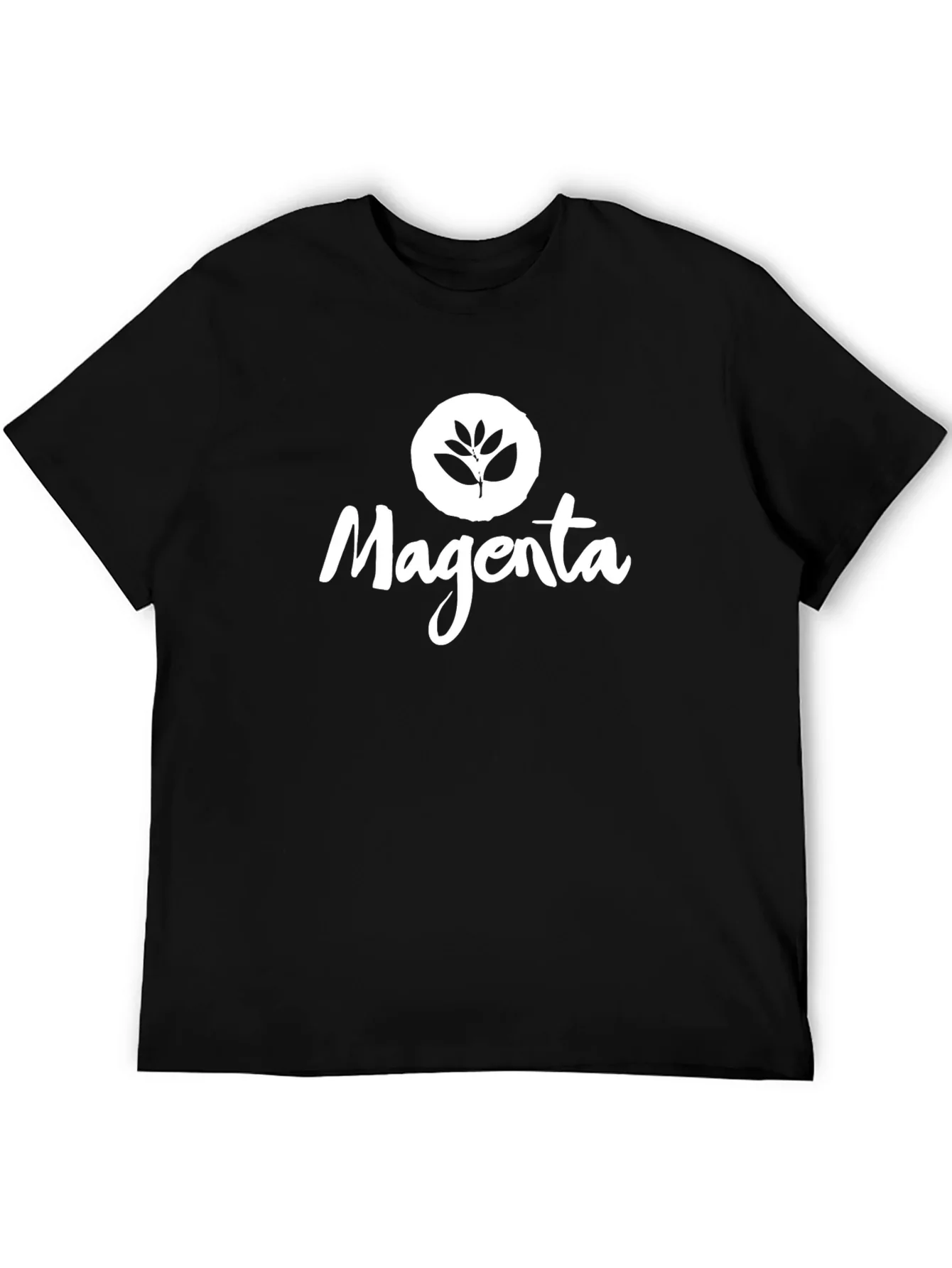 Magenta Leaf Logo Black T-Shirt
