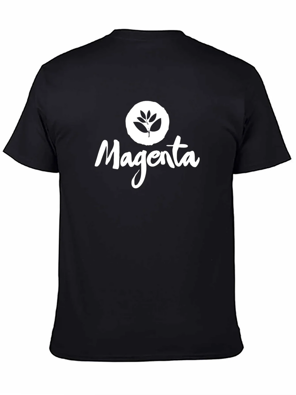 Magenta Leaf Logo Black T-Shirt