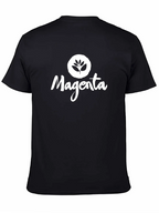 Magenta Leaf Logo Black T-Shirt